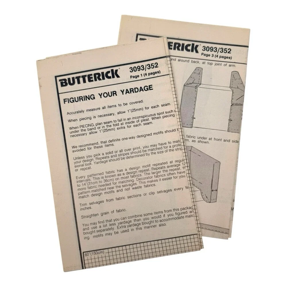 VTG 1985 Butterick Sewing Pattern Nettle Creek Furniture Wrap & Tie OS #3093